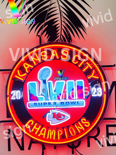 Kansas City Chiefs 57 Super Bowl LVII Champions Neon Light Sign Lamp With HD Vivid Printing