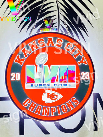 Kansas City Chiefs Super Bowl LVII Champions 3D LED Neon Sign Light Lamp