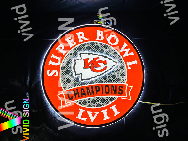 Kansas City Chiefs Super Bowl LVII Champions 3D LED Neon Sign Light Lamp