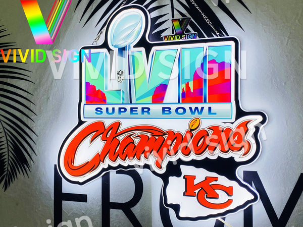 Kansas City Chiefs Super Bowl LVII Champions 3D LED Neon Sign Light Lamp