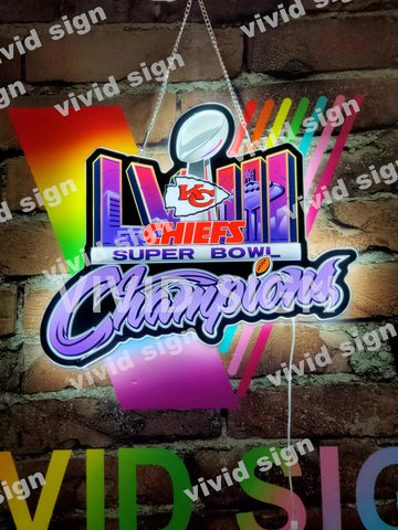 Kansas City Chiefs Super Bowl LVIII 58 Champions V2 3D LED Neon Sign Light Lamp