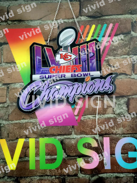 Kansas City Chiefs Super Bowl LVIII 58 Champions V2 3D LED Neon Sign Light Lamp