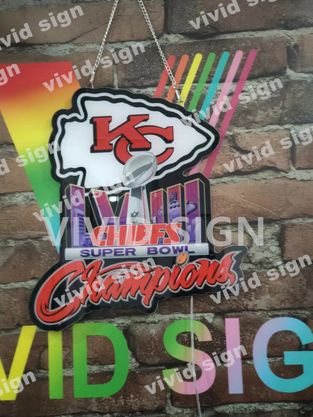 Kansas City Chiefs Super Bowl LVIII 58 Champions 3D LED Neon Sign Light Lamp