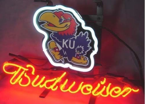 Kansas Jayhawks Budweiser Beer Neon Sign Light Lamp