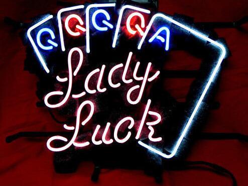 Lady Luck QQQQA Casino Neon Light Sign Lamp Real Glass Wall Decor