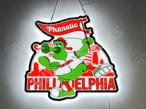 Lets Go Phillies Phanatic Baseball 3D LED Neon Sign Light Lamp