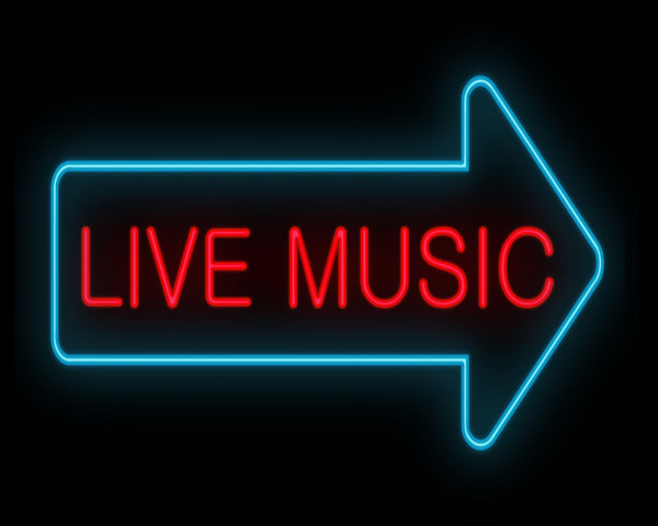 Live Music Right Arrow Neon Light Sign Lamp Real Glass Wall Decor