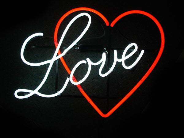 White Love Heart Neon Light Sign Lamp Real Glass Wall Decor