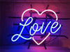 Blue Love Heart Neon Light Sign Lamp Real Glass Wall Decor