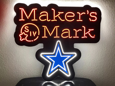 Maker's Mark Dallas Cowboys 2D LED Neon Sign Light Lamp