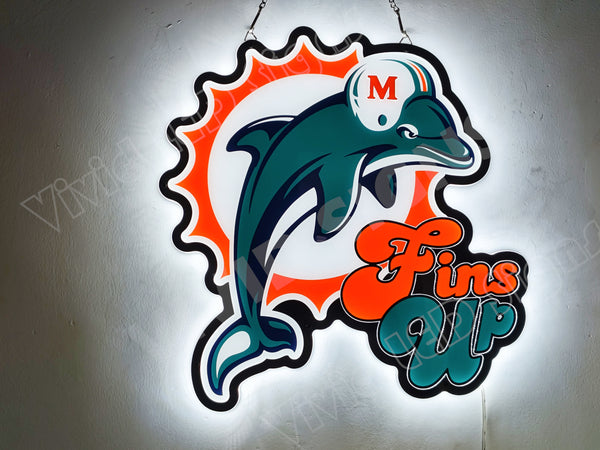 Miami Dolphins Fins Up 3D LED Neon Sign Light Lamp