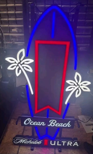 Michelob Ultra Ocean Beach LED Neon Sign Light Lamp