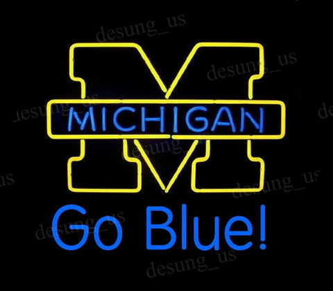 Michigan Wolverines Go Blue Neon Sign Light Lamp