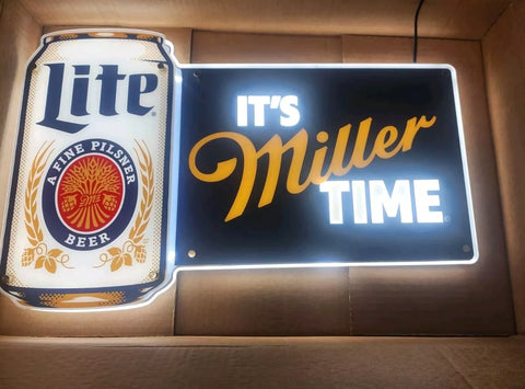 It`s Miller Time Lite Beer 2D LED Neon Sign Light Lamp