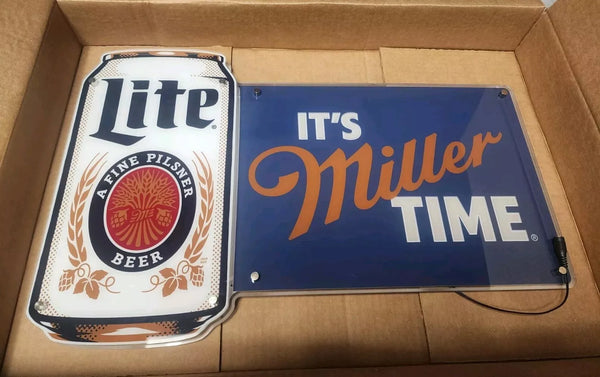 It`s Miller Time Lite Beer 2D LED Neon Sign Light Lamp