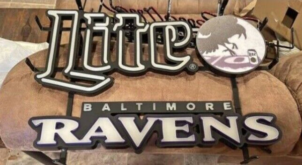 Baltimore Ravens Lite Beer LED Neon Sign Light Lamp