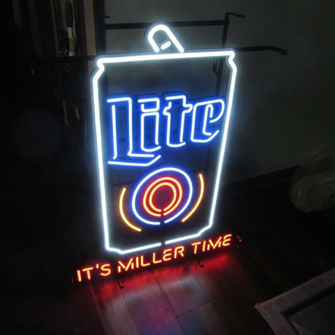 Miller Lite Can It's Miller Time Beer LED Neon Sign Light Lamp