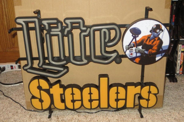 Pittsburgh Steelers Lite Beer LED Neon Sign Light Lamp