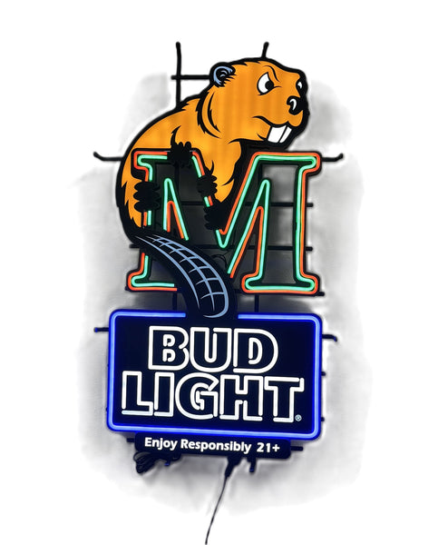 Minot State Beavers Bud Light LED Neon Sign Light Lamp