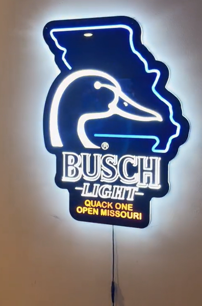 Busch Light Beer Flying Duck Ducks Missouri State LED Neon Sign Light Lamp