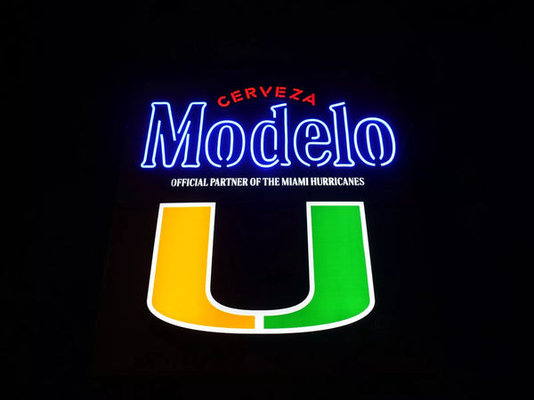 Cerveza Modelo Beer University of Miami Hurricanes LED Neon Sign Light Lamp