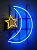 Moon Star Neon Light Sign Lamp Real Glass Wall Decor