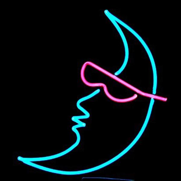 Moon With Sunglasses Neon Light Sign Lamp Real Glass Wall Decor