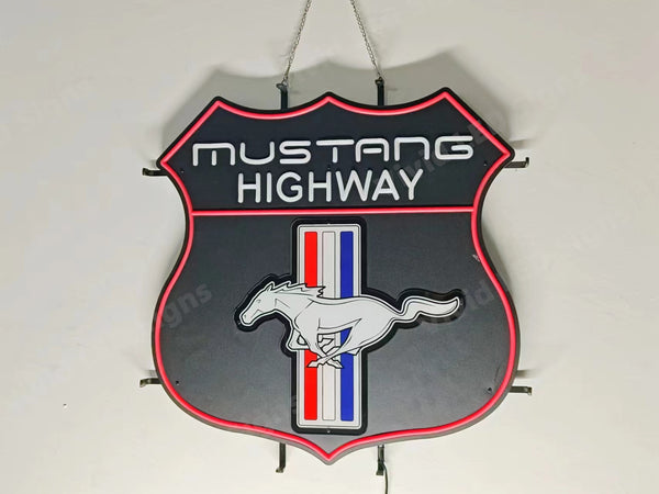 Mustang Highway LED Neon Sign Light Lamp