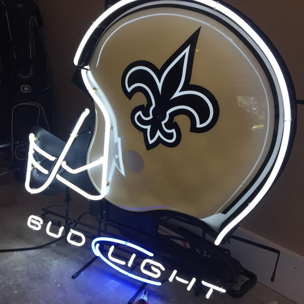 New Orleans Saints Bud Light Helmet Beer Bar Neon Sign Light Lamp