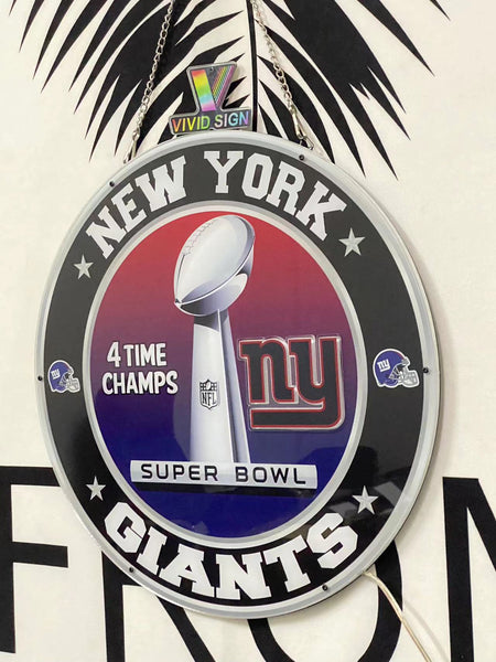 New York Giants Logo 4 Times Super Bowl Champions 3D LED Neon Sign Light Lamp