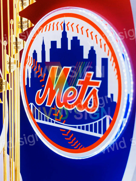 New York Mets 2 Time Champions Baseball 3D LED Neon Sign Light Lamp