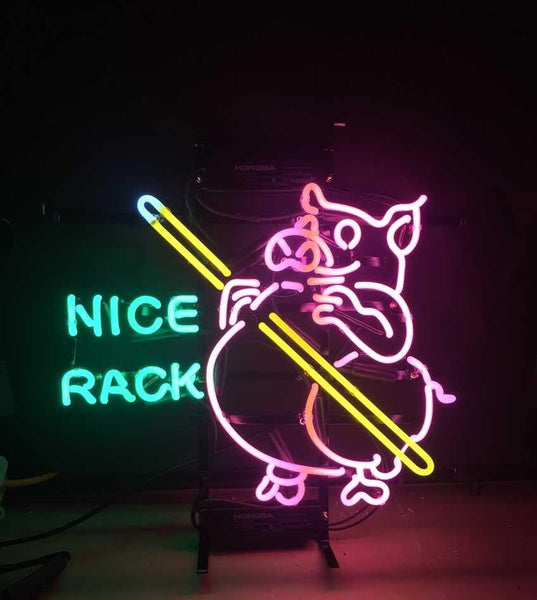 Nice Rack Billiards Neon Light Sign Lamp Real Glass Wall Decor