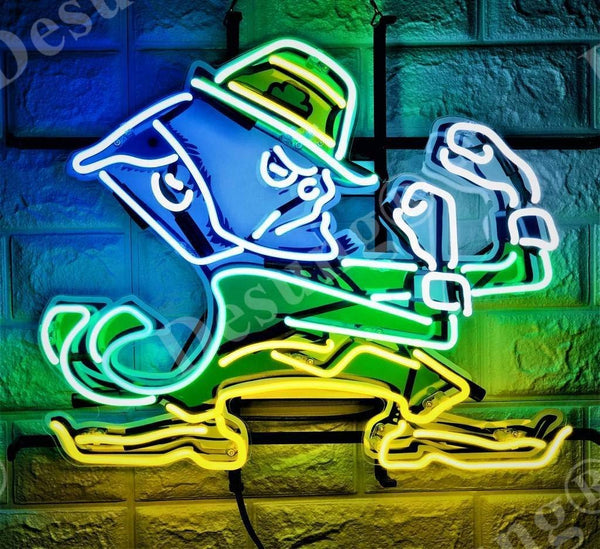 Notre Dame Fighting Irish Mascot Logo Neon Light Lamp Sign HD Vivid Printing