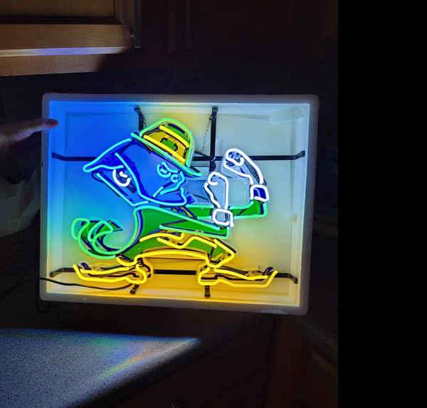 Notre Dame Fighting Irish Mascot Logo Neon Light Lamp Sign HD Vivid Printing