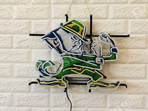 Notre Dame Fighting Irish Mascot Logo Neon Light Lamp Sign HD Vivid Printing