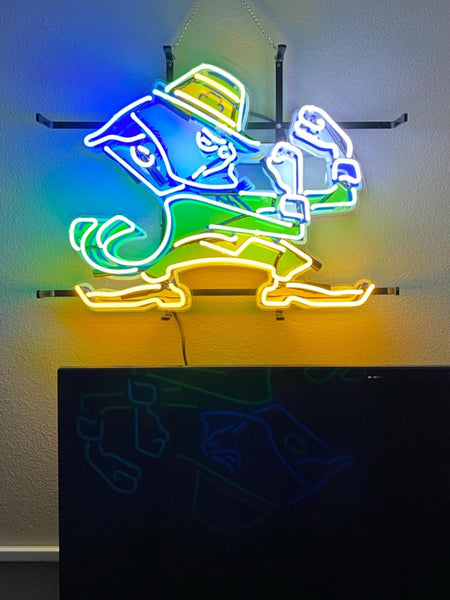 Notre Dame Fighting Irish Mascot Logo Neon Light Lamp Sign HD Vivid Printing