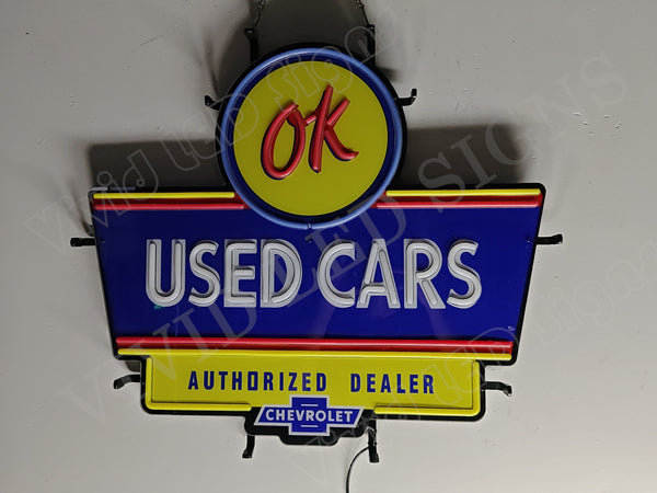 OK Used Cars 3 LED Neon Sign Light Lamp