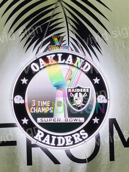 Oakland Raiders Super Bowl Championship 3D LED Neon Sign Light Lamp