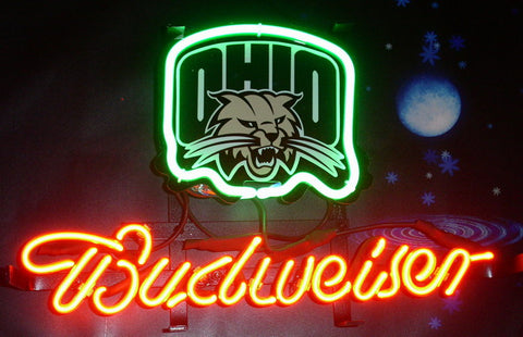 Ohio Bobcat Budweiser Beer Neon Sign Light Lamp
