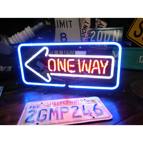 One Way Arrow Neon Light Sign Lamp Real Glass Wall Decor