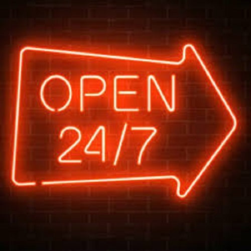 Open 24 7 Arrow Neon Light Sign Lamp Real Glass Wall Decor