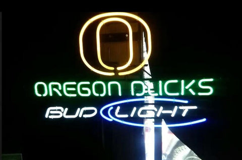 Bud Light Beer Oregon Ducks UO Neon Light Lamp Sign