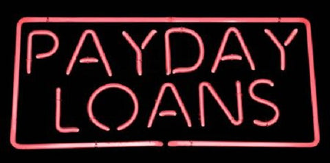 Payday Loans Rectangle Neon Light Sign Lamp Real Glass Wall Decor