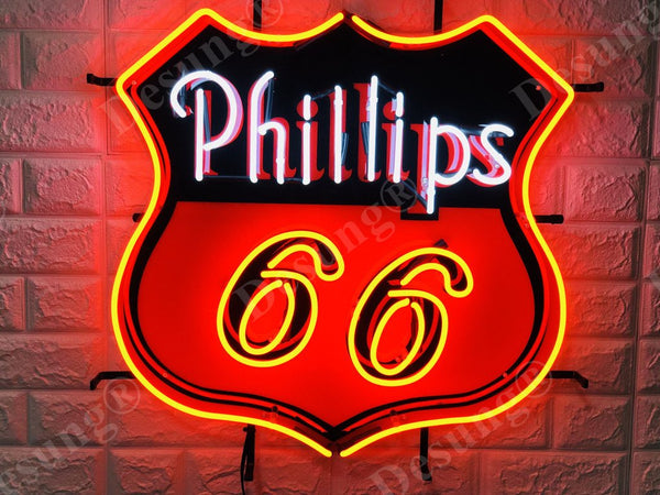 Phillips 66 Gasoline Oil Gas Neon Light Sign Lamp With HD Vivid Printing