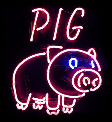 Cute Pig Neon Light Sign Lamp Real Glass Wall Decor