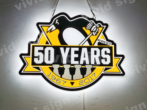 Pittsburgh Penguins 50 Years 1967-2017 3D LED Neon Sign Light Lamp