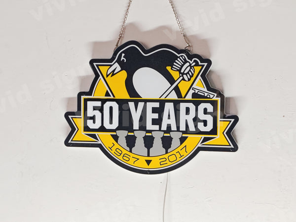 Pittsburgh Penguins 50 Years 1967-2017 3D LED Neon Sign Light Lamp