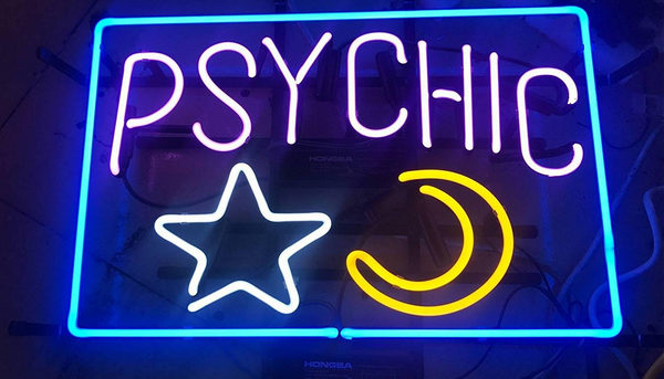 Psychic Moon Star Neon Light Sign Lamp Real Glass Wall Decor