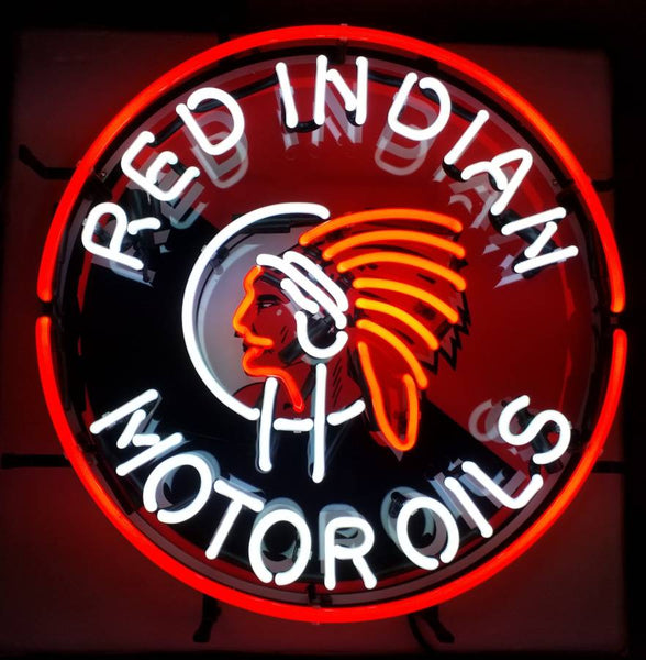 Red Indian Motor Oils Gasoline Neon Light Sign Lamp HD Vivid Printing