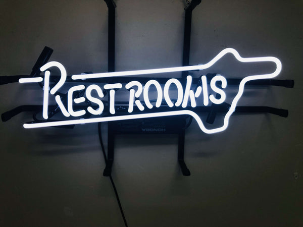 Rest Rooms Arrow Right Neon Light Sign Lamp Real Glass Wall Decor